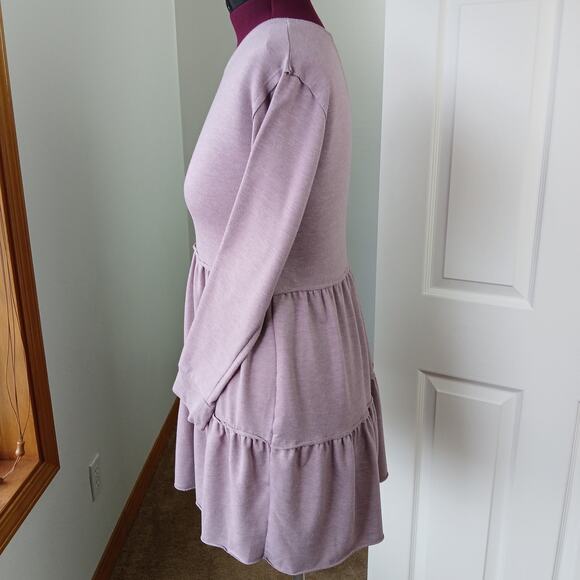 SO Tiered Keyhole Tunic XL purple babydoll sweatshirt dress long sleeve feminine - Picture 5 of 10